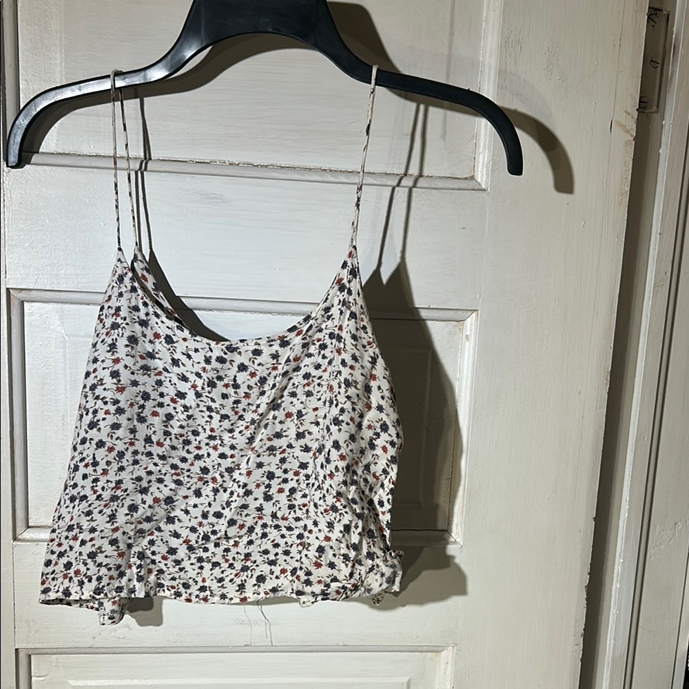 Brandy Melville Cream and Purple Crop Camisole Spaghetti Straps